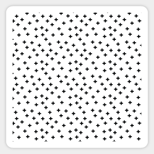 Black hand drawn pluses pattern on white Sticker